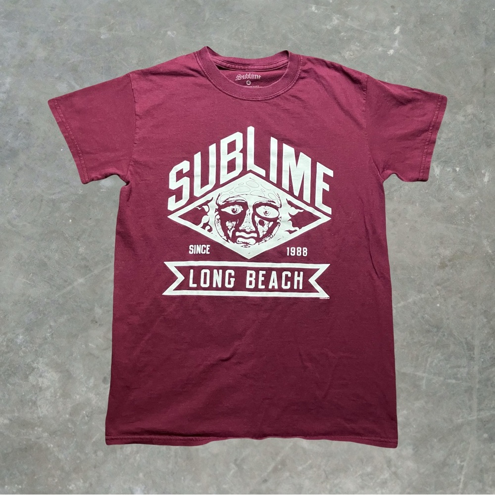 ☀️ Sublime Long Beach Graphic Band Tee Mens Size Small Maroon